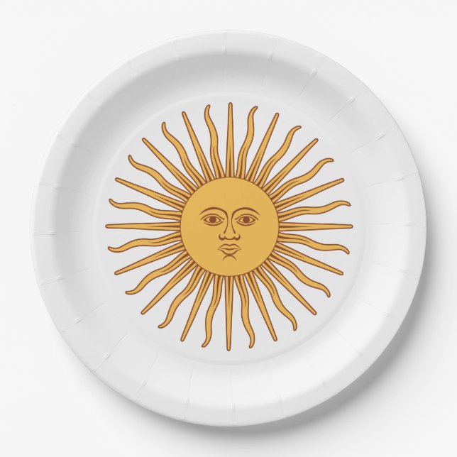Assiettes En Carton Soleil de mai (Soleil argentin) (Devant)
