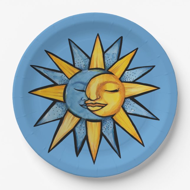 Assiettes En Carton Soleil et Lune (Devant)