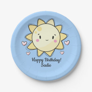 Assiettes En Carton Soleil personnalisé Bonne plaque de papier d'anniv