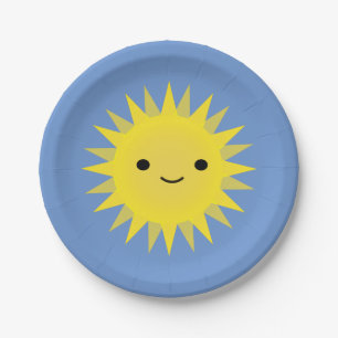Assiettes En Carton Soleil souriant Cute Kawaii