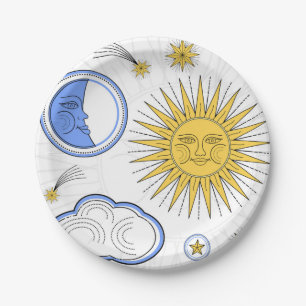 Assiettes En Carton Soleil vintage et Lune