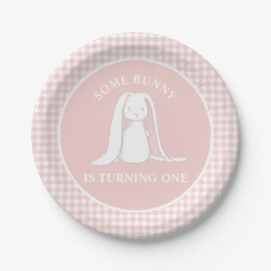 Assiettes En Carton Some Bunny is One Anniversaire Rose Gingham Papier
