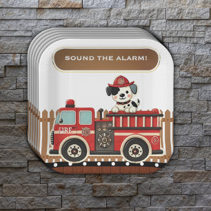 Assiettes En Carton Sonne l'alarme ! Baby shower de camion moderne