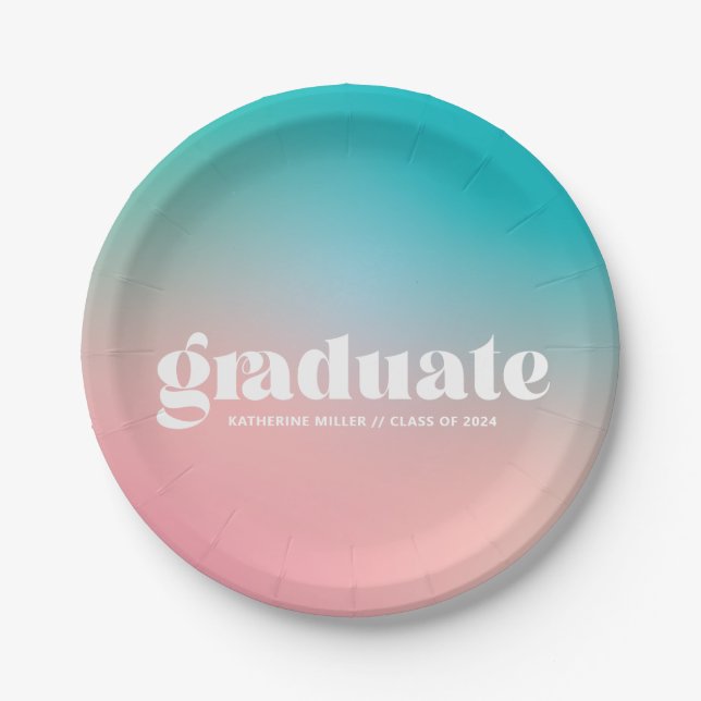 Assiettes En Carton Sorbet Gradient Graduation Party (Devant)
