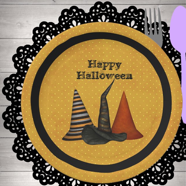 Assiettes En Carton Sorcière Casquette fête d'Halloween (Créateur téléchargé)