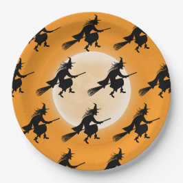 Assiettes En Carton Sorcière d'anniversaire d'Halloween pour enfants