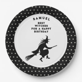 Assiettes En Carton Sorcière d'anniversaire d'Halloween pour enfants
