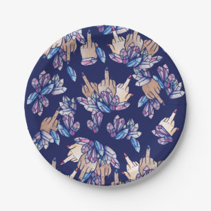 Assiettes En Carton Sorcière féministe du doigt moyen
