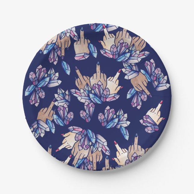 Assiettes En Carton Sorcière féministe du doigt moyen (Devant)