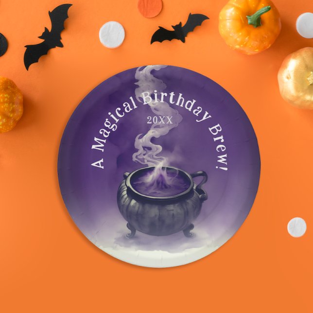 Assiettes En Carton Sorcière magique Anniversaire Brew Purple Cauldron (Créateur téléchargé)