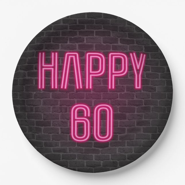 Assiettes En Carton Soupir rose brillant pour 60e anniversaire (Devant)