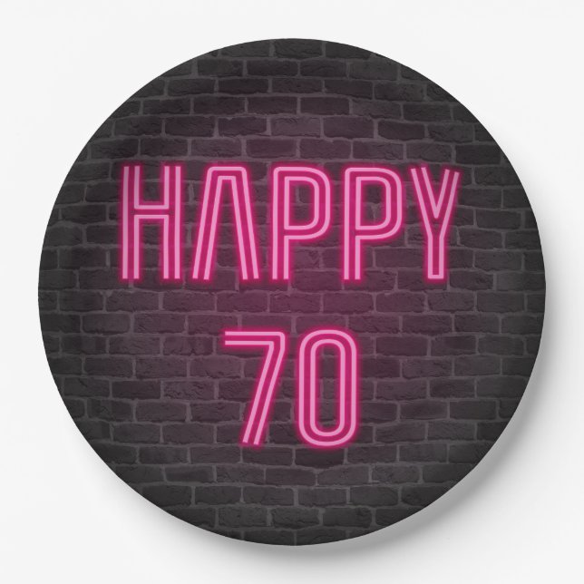 Assiettes En Carton Soupir rose brillant pour 70e anniversaire (Devant)