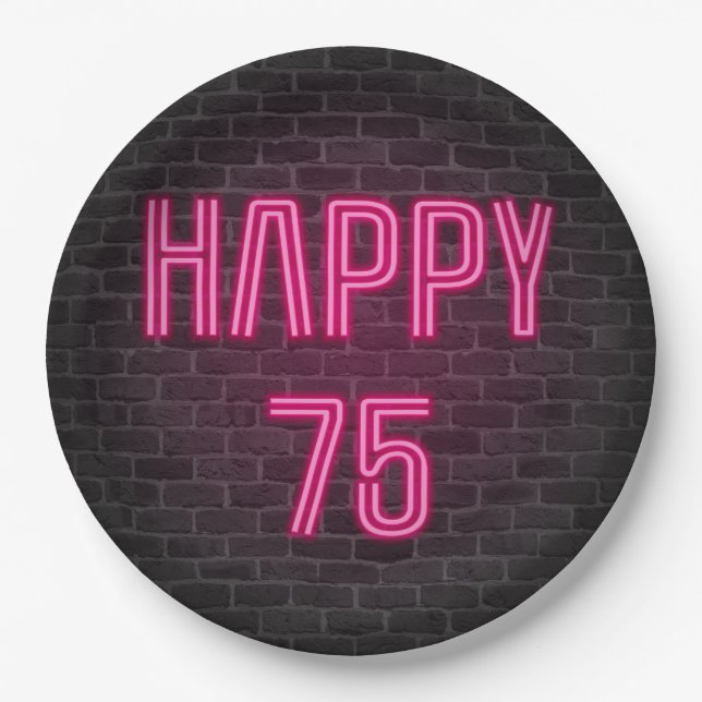 Assiettes En Carton Soupir rose brillant pour 75e anniversaire (Devant)