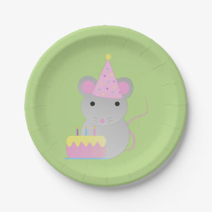 Assiettes En Carton Souris d'anniversaire très mignonne