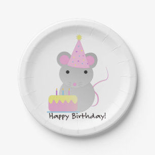Assiettes En Carton Souris de la fête des mûres d'anniversaire