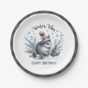 Assiettes En Carton Souris Vibes d'hiver - Anniversaire