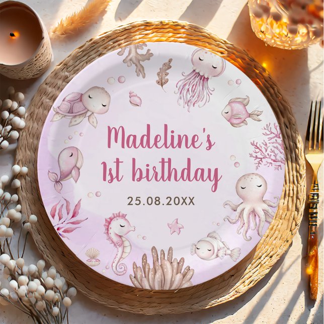Assiettes En Carton Sous La Fête D'Anniversaire Des Filles De La Mer (Créateur téléchargé)