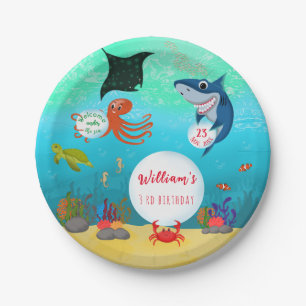 Assiettes En Carton Sous la mer Animaux fête d'anniversaire