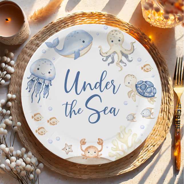 Assiettes En Carton Sous la mer Ocean Animals Anniversaire (Créateur téléchargé)