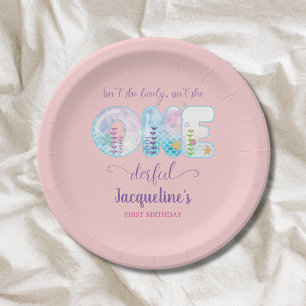 Assiettes En Carton Sous la mer Rose Girls 1er Anniversaire Jolie