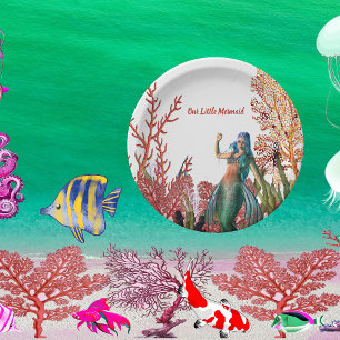 Assiettes En Carton Sous la mer Sirène Tropical Coral Reef Anniversair