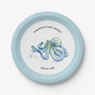 Assiettes En Carton Sous la pieuvre bleue de la mer