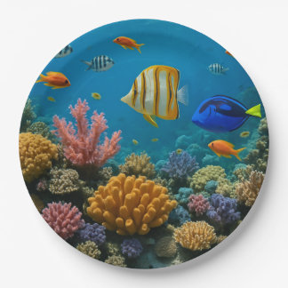 Assiettes En Carton Sous la plaque de papier marine