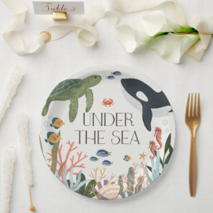 Assiettes En Carton Sous le Baby shower de mer ou le décor de table d'