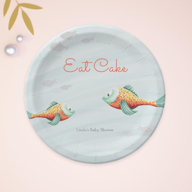 Assiettes En Carton Sous le Baby shower du poisson de mer (Créateur téléchargé)