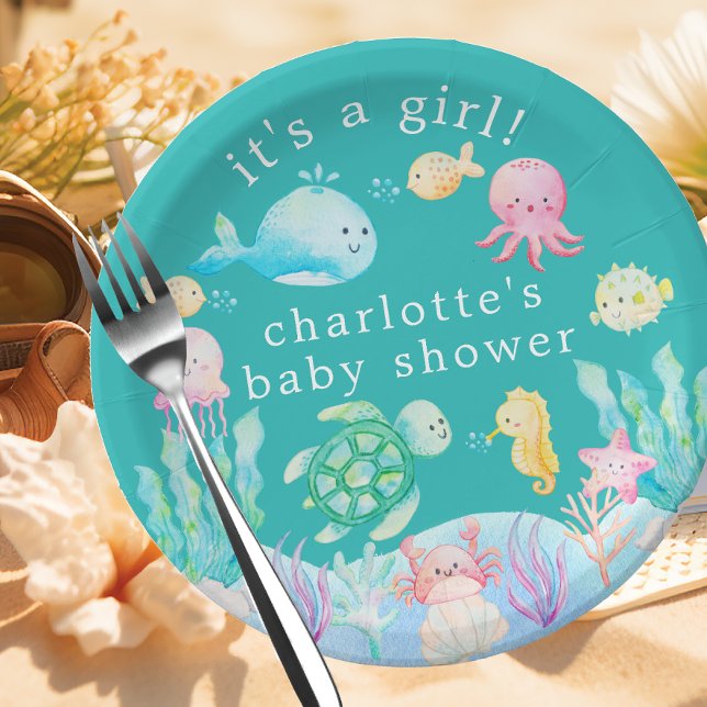 Assiettes En Carton Sous le Baby shower Sea Adventure (Créateur téléchargé)