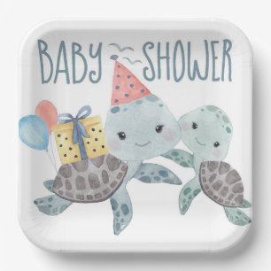 Assiettes En Carton Sous le Baby shower Sea Turtle Beach