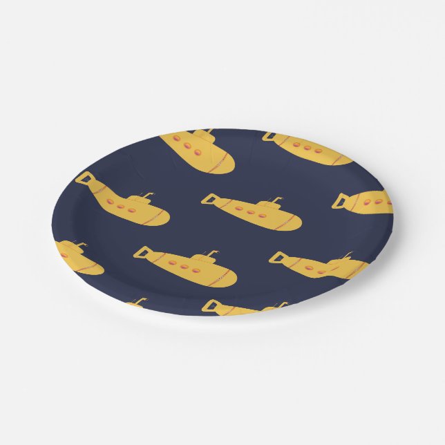 Assiettes En Carton Sous-marin jaune (Angle)