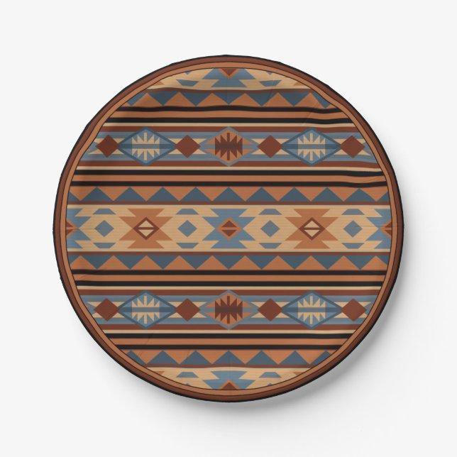 Assiettes En Carton Southwest Design Adobe Gray Brown Tribal Pattern (Devant)