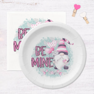 Assiettes En Carton Soyez le mien Gnome Saint-Valentin