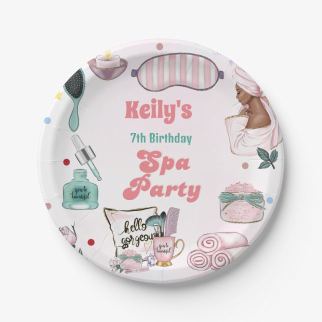 Assiettes En Carton Spa Anniversaire Pamper Party Anniversaire (Devant)