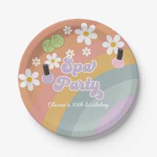 Assiettes En Carton Spa Party Retro Rainbow Anniversaire