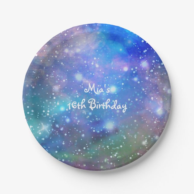 Assiettes En Carton Space Galaxy Spacy Plaques de fête d'anniversaire (Devant)