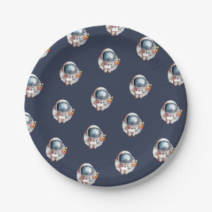 Assiettes En Carton Space Man Rocket ship Moon
