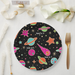 Assiettes En Carton Space Rocket Nom du Motif Anniversaire