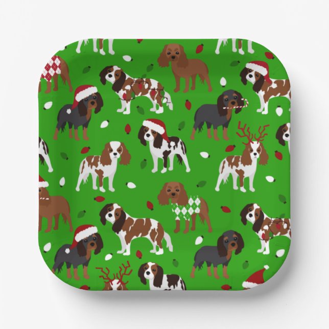Assiettes En Carton Spaniel de Christmas (Recto)