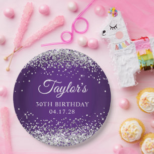 Assiettes En Carton Sparkly Silver Parties scintillant Royal Purple 30
