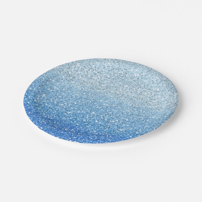 Assiettes En Carton Spectre bleu scintillant d'Ombre (Angle)