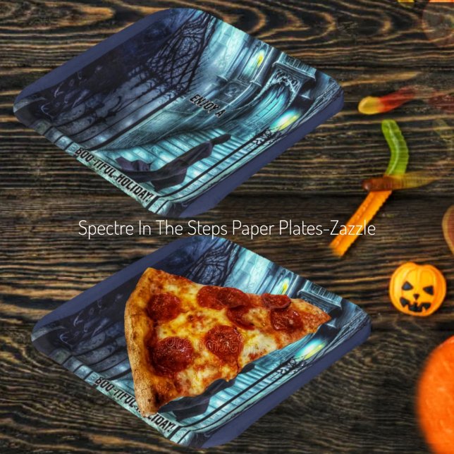 Assiettes En Carton Spectre Sur Les Marches (Créateur téléchargé)