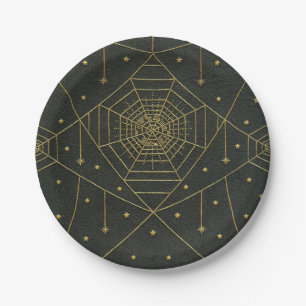 Assiettes En Carton Spiderweb araignée étoile or noir livre vintage