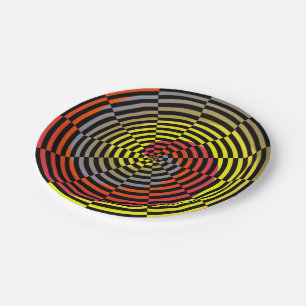 Assiettes En Carton Spirale rouge jaune bleu par Kenneth Yoncich