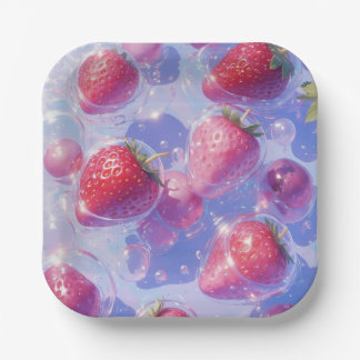 Assiettes En Carton Splash de raisins de fraise