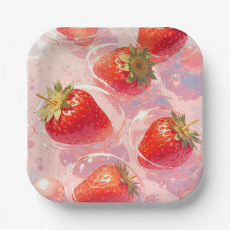 Assiettes En Carton Splash fraise