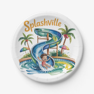 Assiettes En Carton Splashville Water Slide Boy Fête d'anniversaire