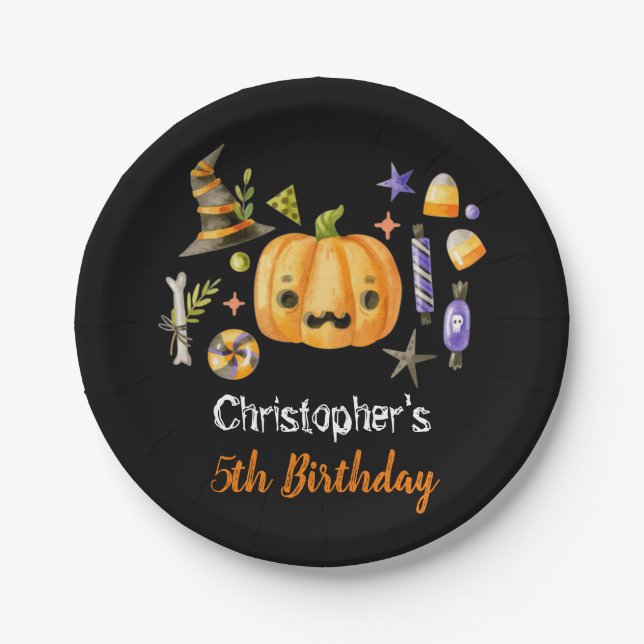 Assiettes En Carton Spooktacular Halloween Anniversaire de enfant Part (Devant)