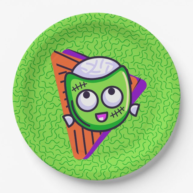 Assiettes En Carton Spooktacular Zombie Halloween Plates - Green (Devant)